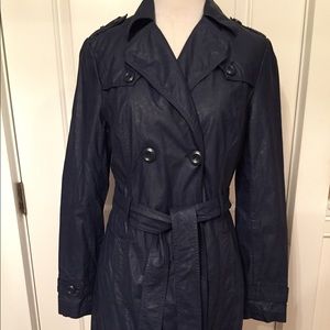 BE FUN JACKET TRENCH BLUE WAXED BELTED Size M MEDIUM